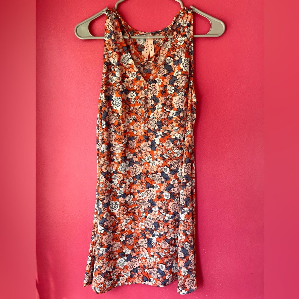 Luna Chix Orange Floral Tank Dress